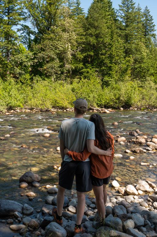 Couple enjoying Tanner Landing Park in North Bend